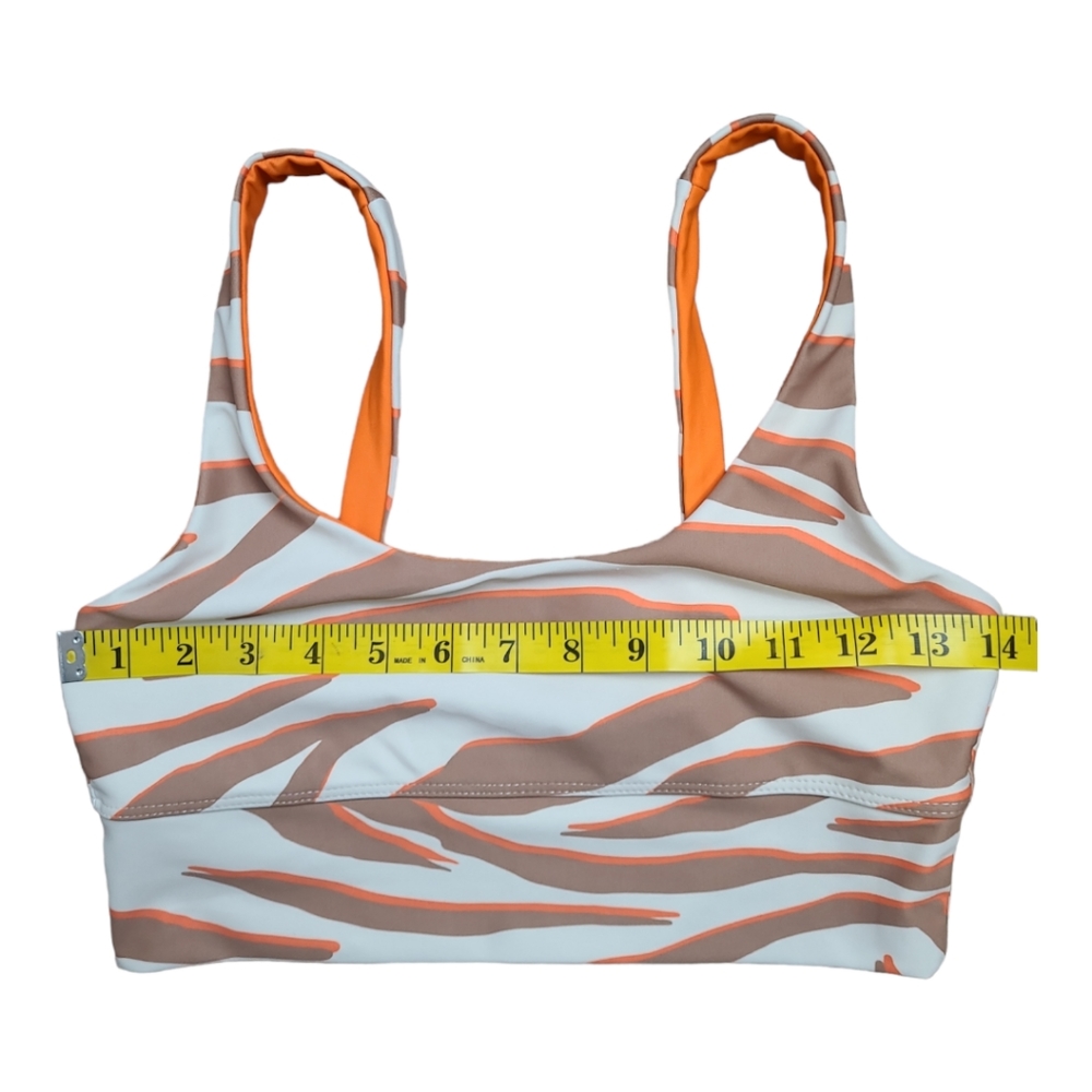 BEACH RIOT Leah bra top cloud cream zebra print orange cream brown sports bra M - Picture 14 of 15